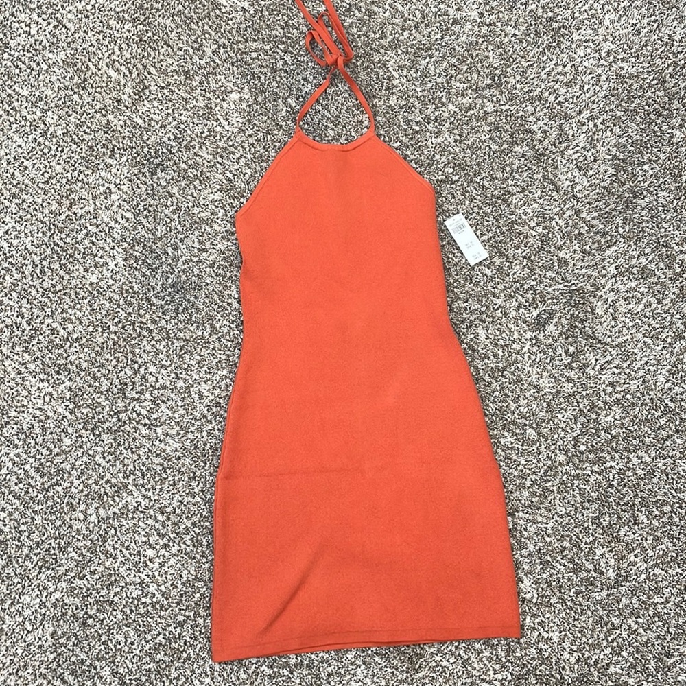 Abercrombie & Fitch Orange Halter Midi Dress